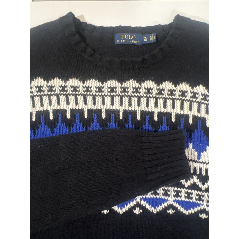 Vintage Polo Ralph Lauren Cashmere Angora Sweater 90s Fair Isle Nordic Mens XL